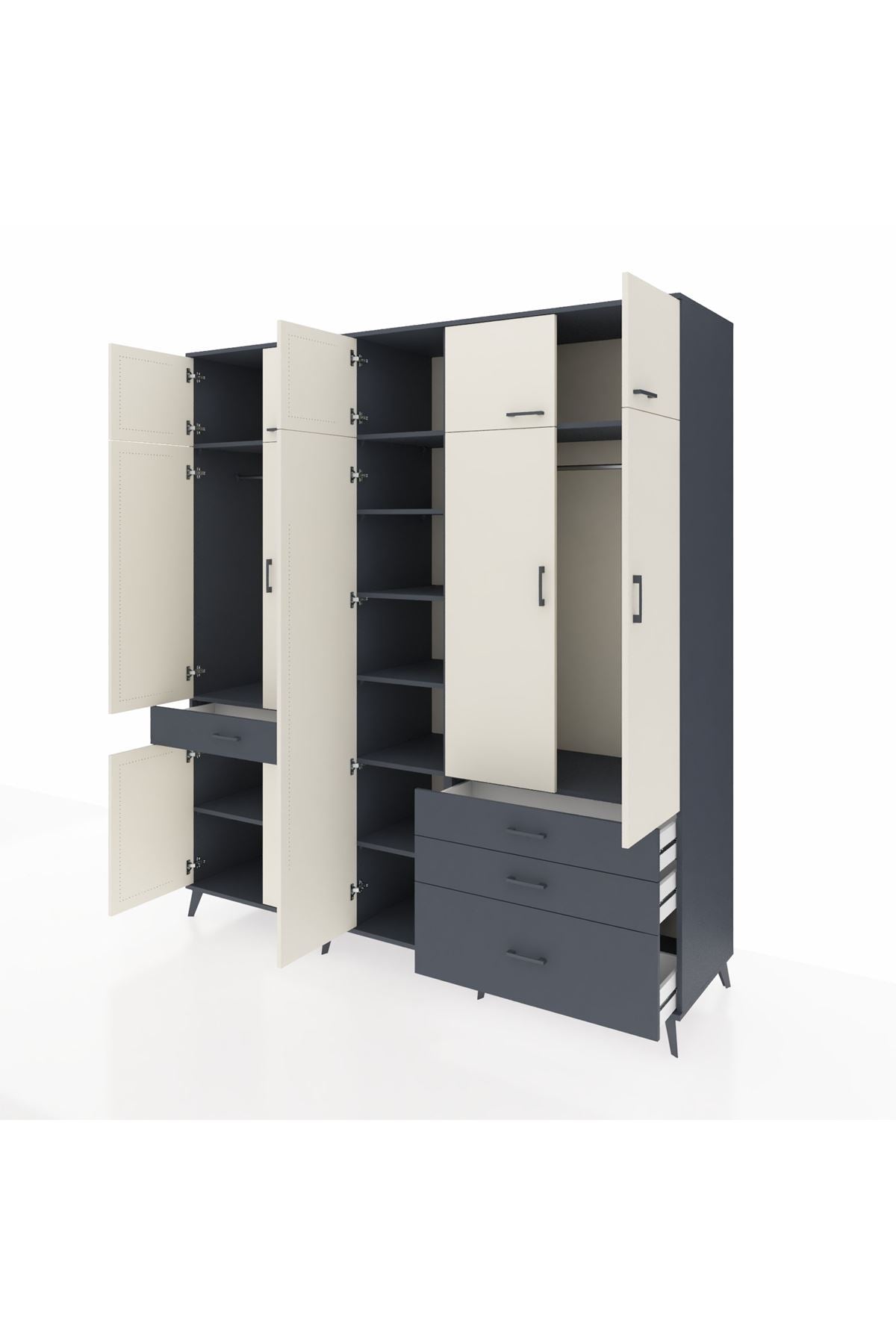 Kronos Dolap 11 Raflı 4 Çekmeceli 2 Askılı 220x59x243 - S784M029V14C