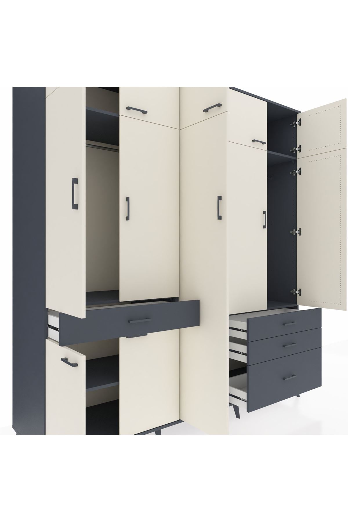 Kronos Dolap 11 Raflı 4 Çekmeceli 2 Askılı 220x59x243 - S784M029V14C