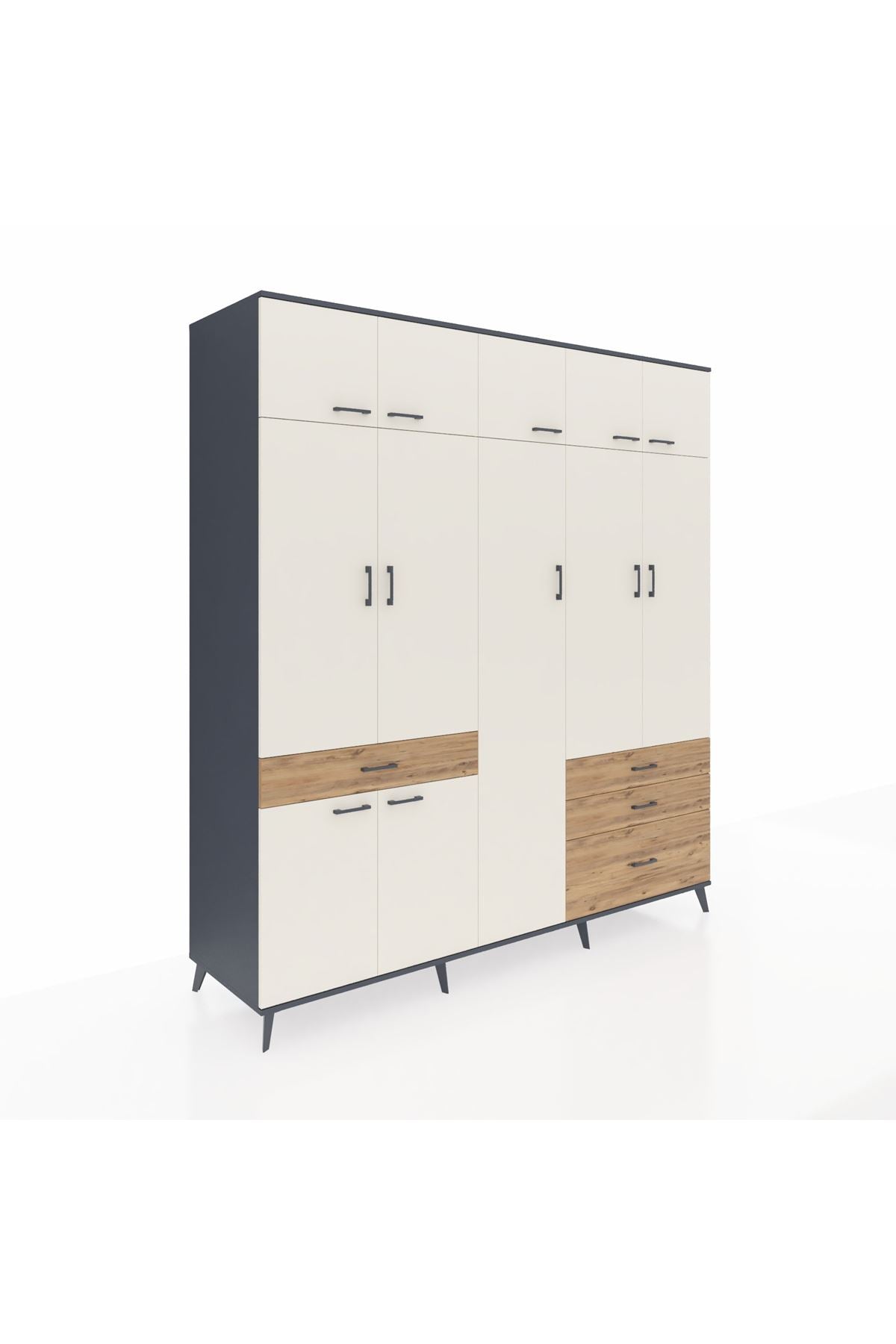 Kronos Dolap 11 Raflı 4 Çekmeceli 2 Askılı 220x59x243 - S784M029V15C