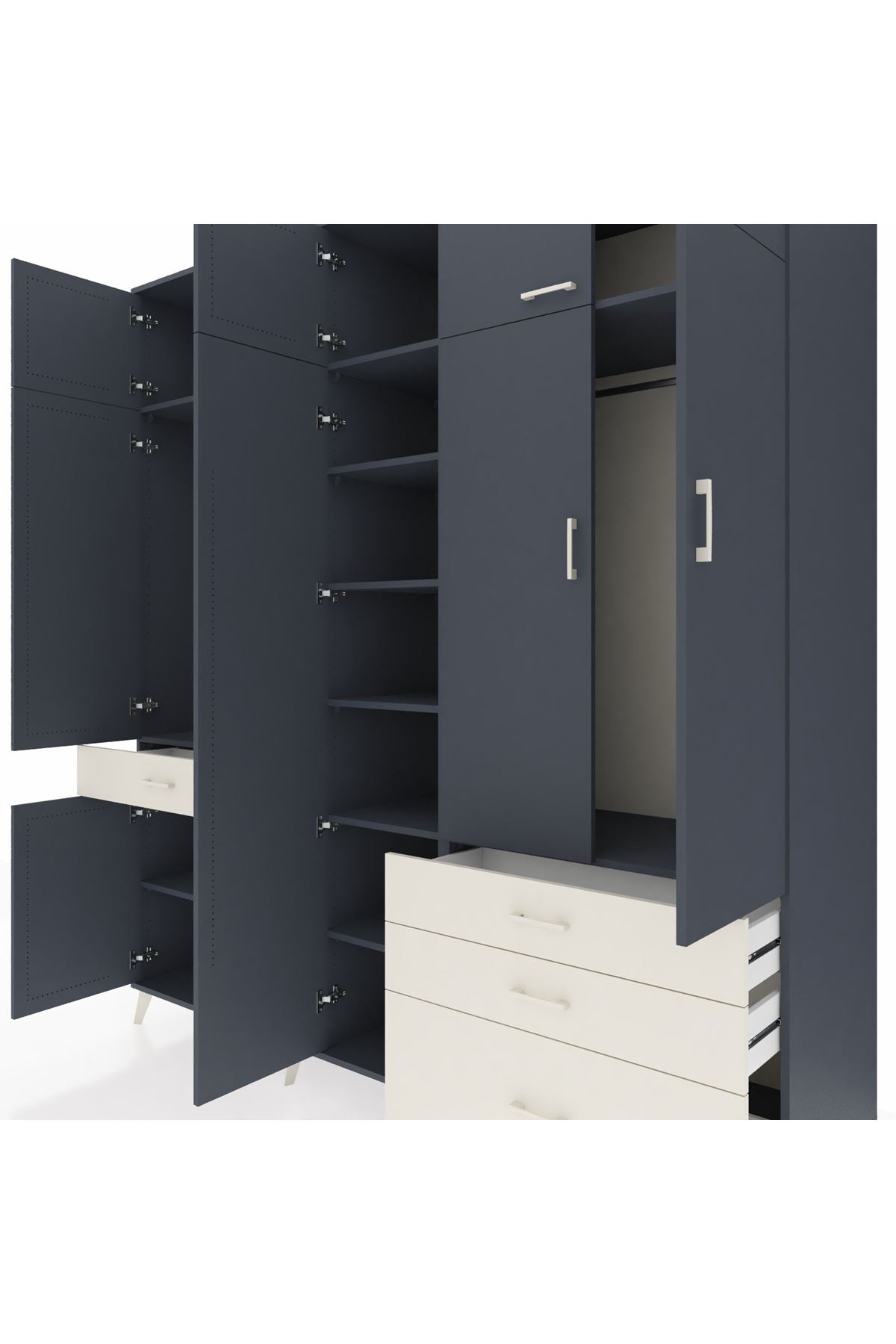 Kronos Dolap 11 Raflı 4 Çekmeceli 2 Askılı 220x59x243 - S784M029V16C