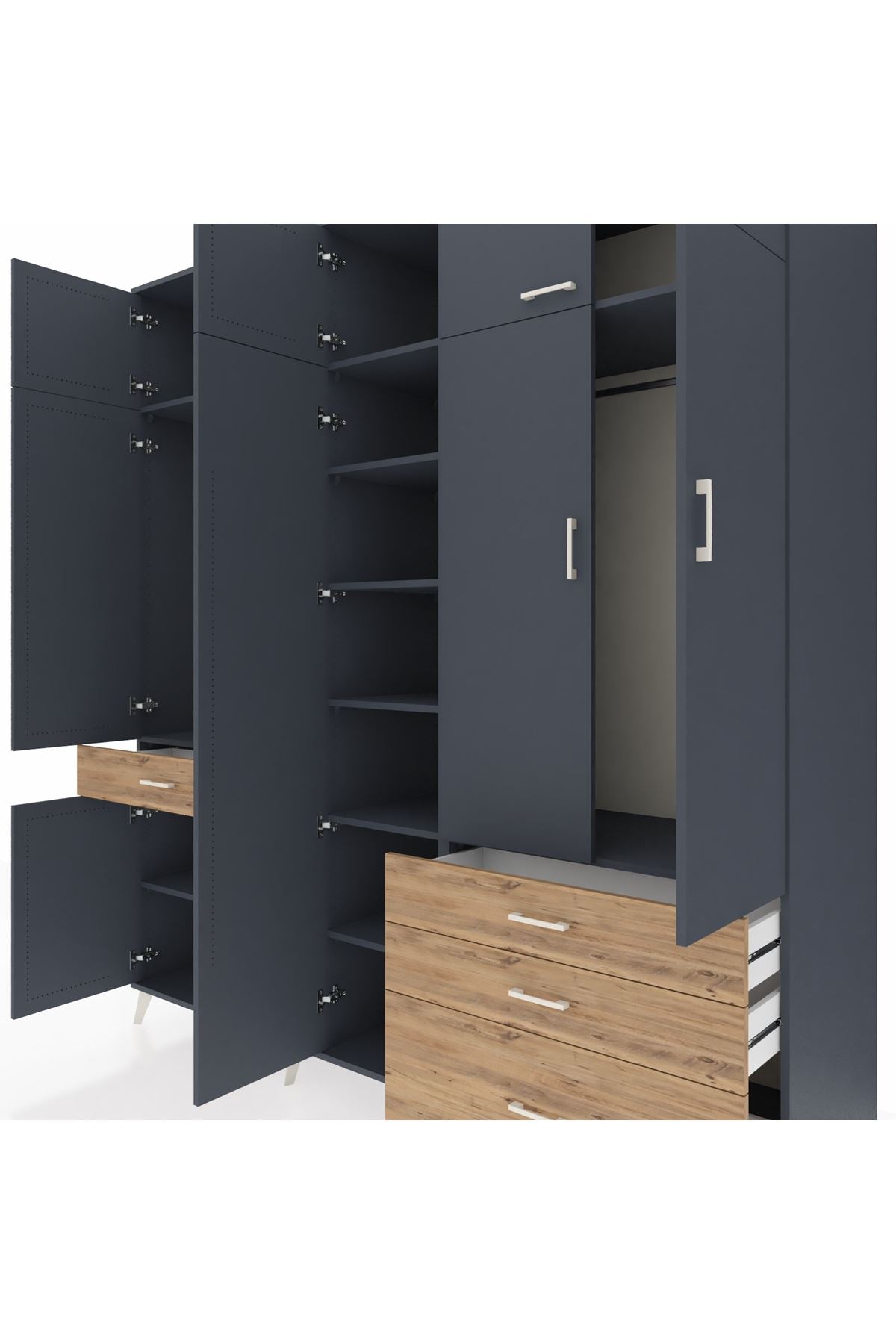 Kronos Dolap 11 Raflı 4 Çekmeceli 2 Askılı 220x59x243 - S784M029V18C