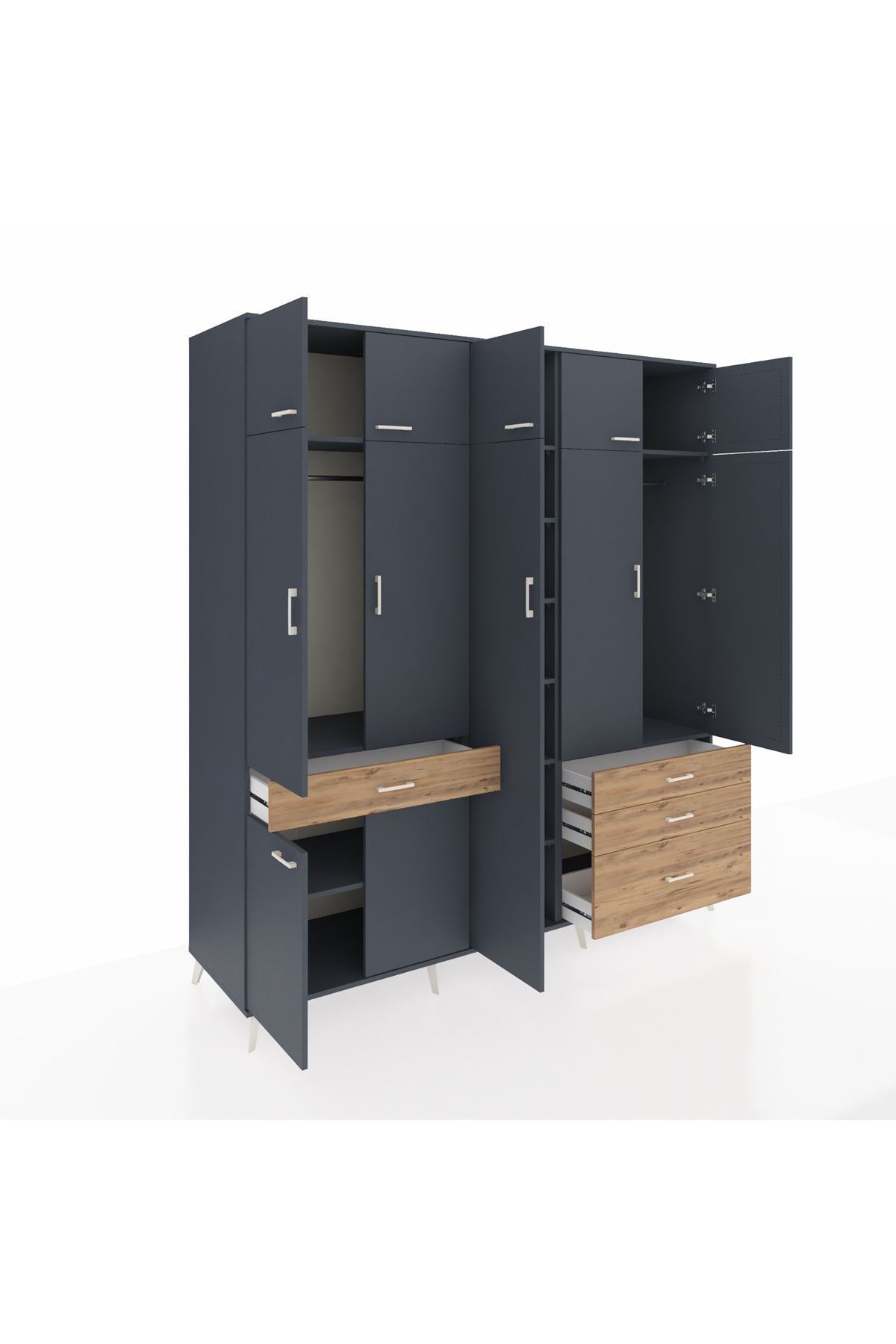 Kronos Dolap 11 Raflı 4 Çekmeceli 2 Askılı 220x59x243 - S784M029V18C