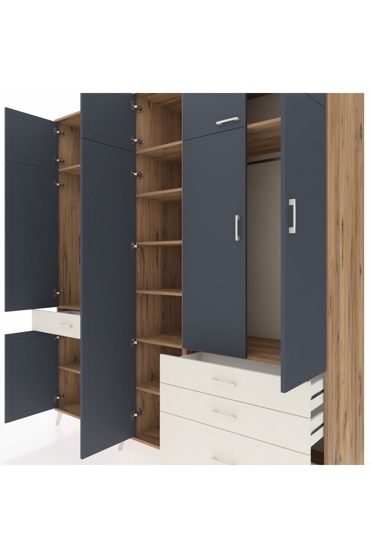 Kronos Dolap 11 Raflı 4 Çekmeceli 2 Askılı 220x59x243 - S784M029V25C