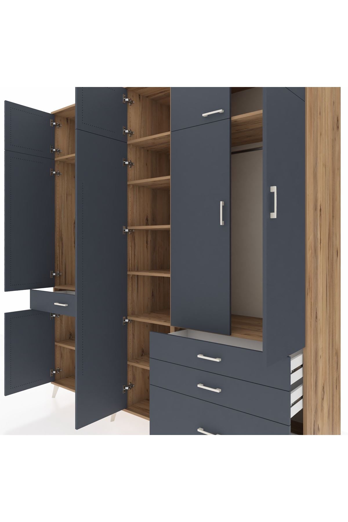 Kronos Dolap 11 Raflı 4 Çekmeceli 2 Askılı 220x59x243 - S784M029V26C