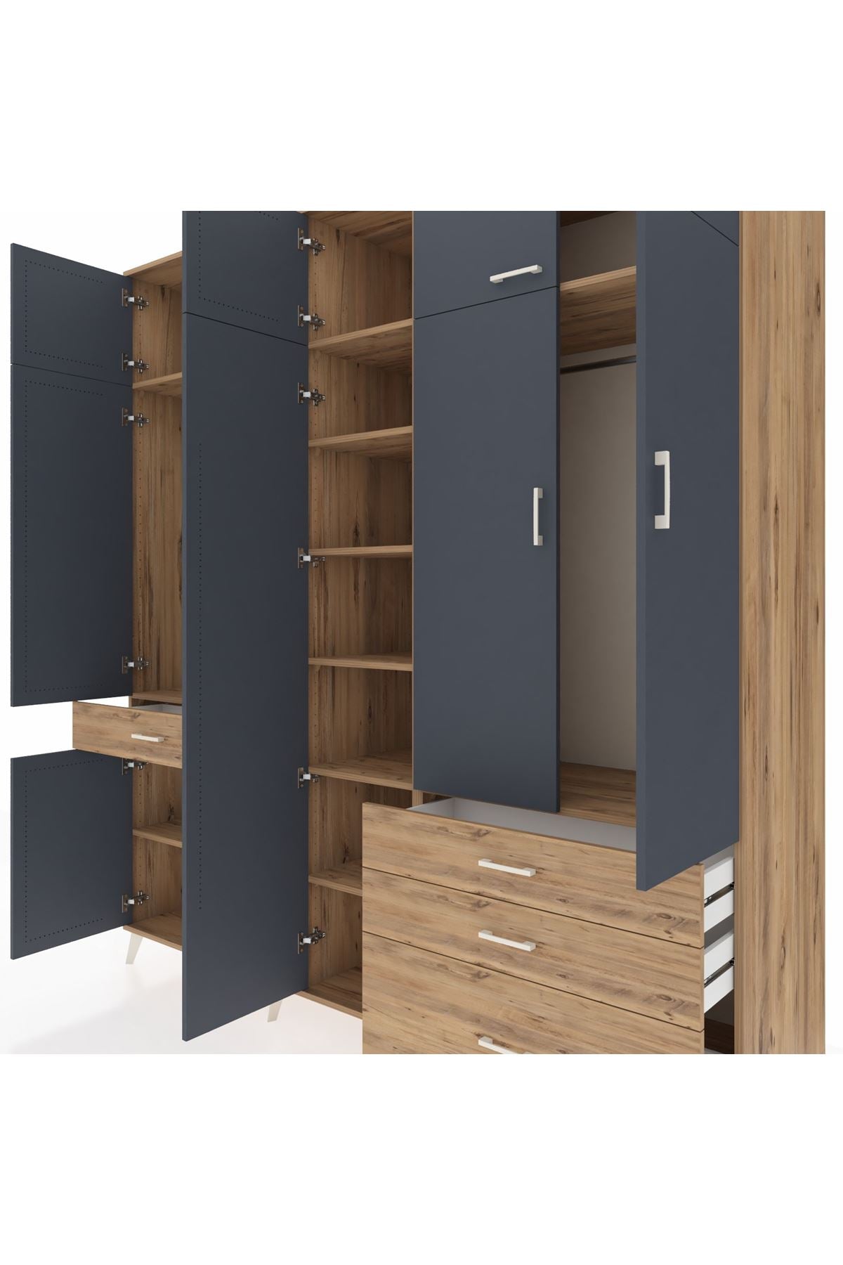Kronos Dolap 11 Raflı 4 Çekmeceli 2 Askılı 220x59x243 - S784M029V27C