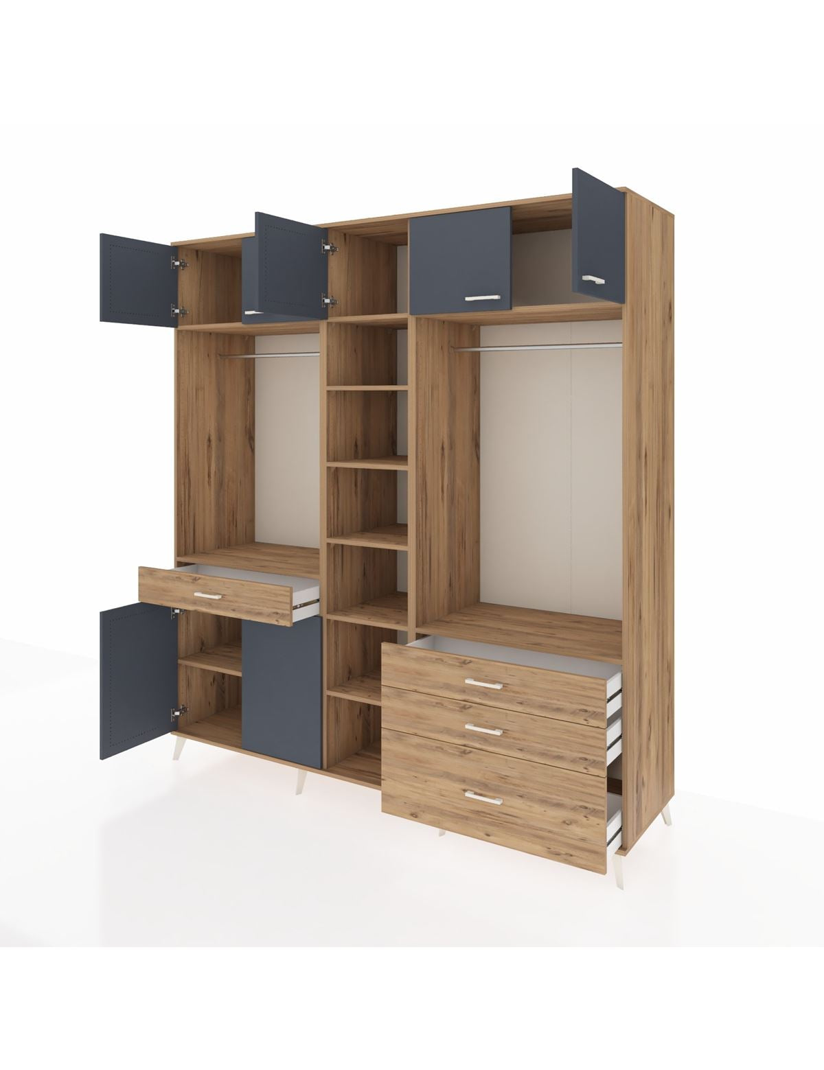 Kronos Dolap 11 Raflı 4 Çekmeceli 2 Askılı 220x59x243 - S784M030V27C