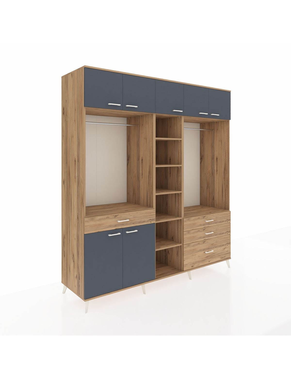 Kronos Dolap 11 Raflı 4 Çekmeceli 2 Askılı 220x59x243 - S784M030V27C