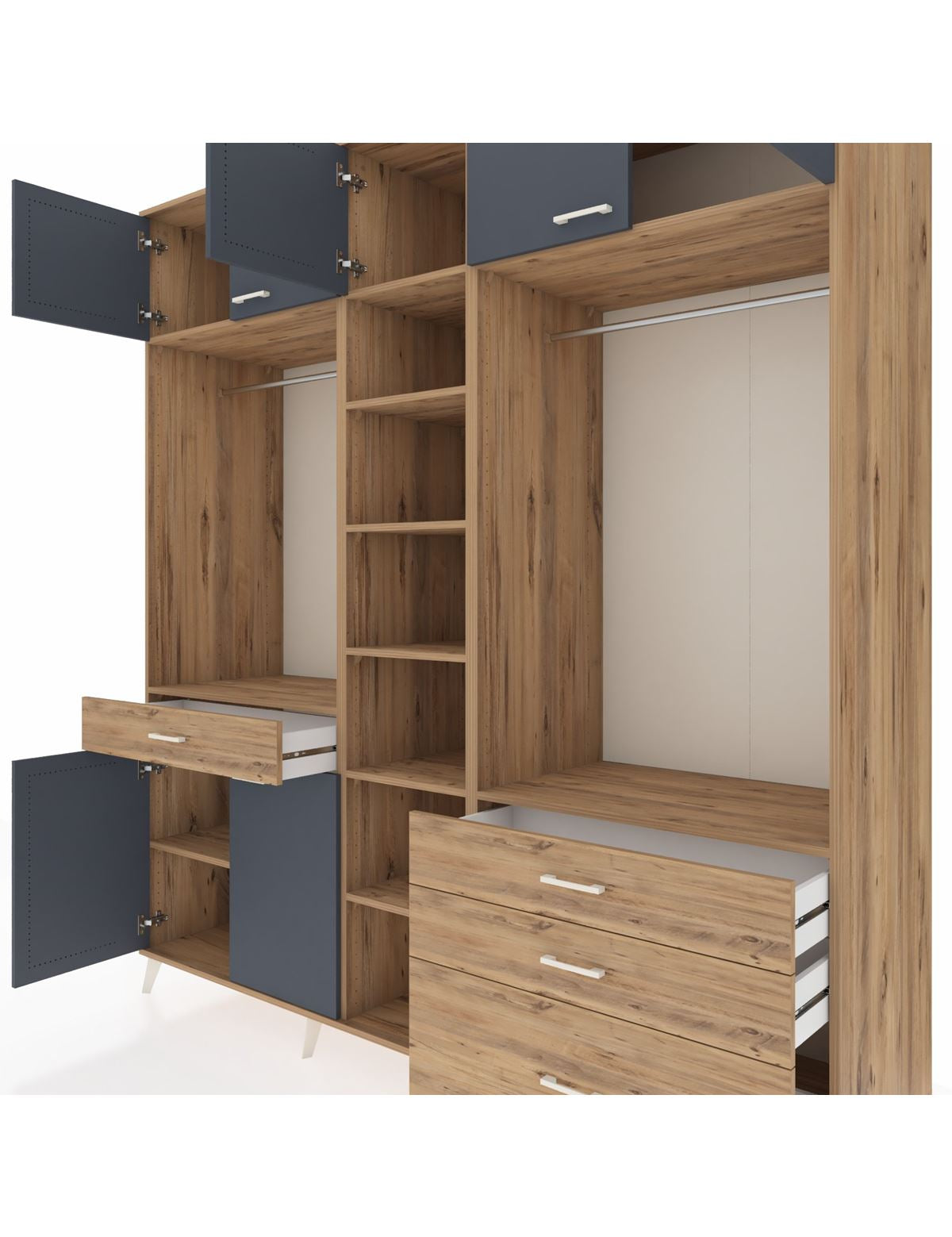 Kronos Dolap 11 Raflı 4 Çekmeceli 2 Askılı 220x59x243 - S784M030V27C