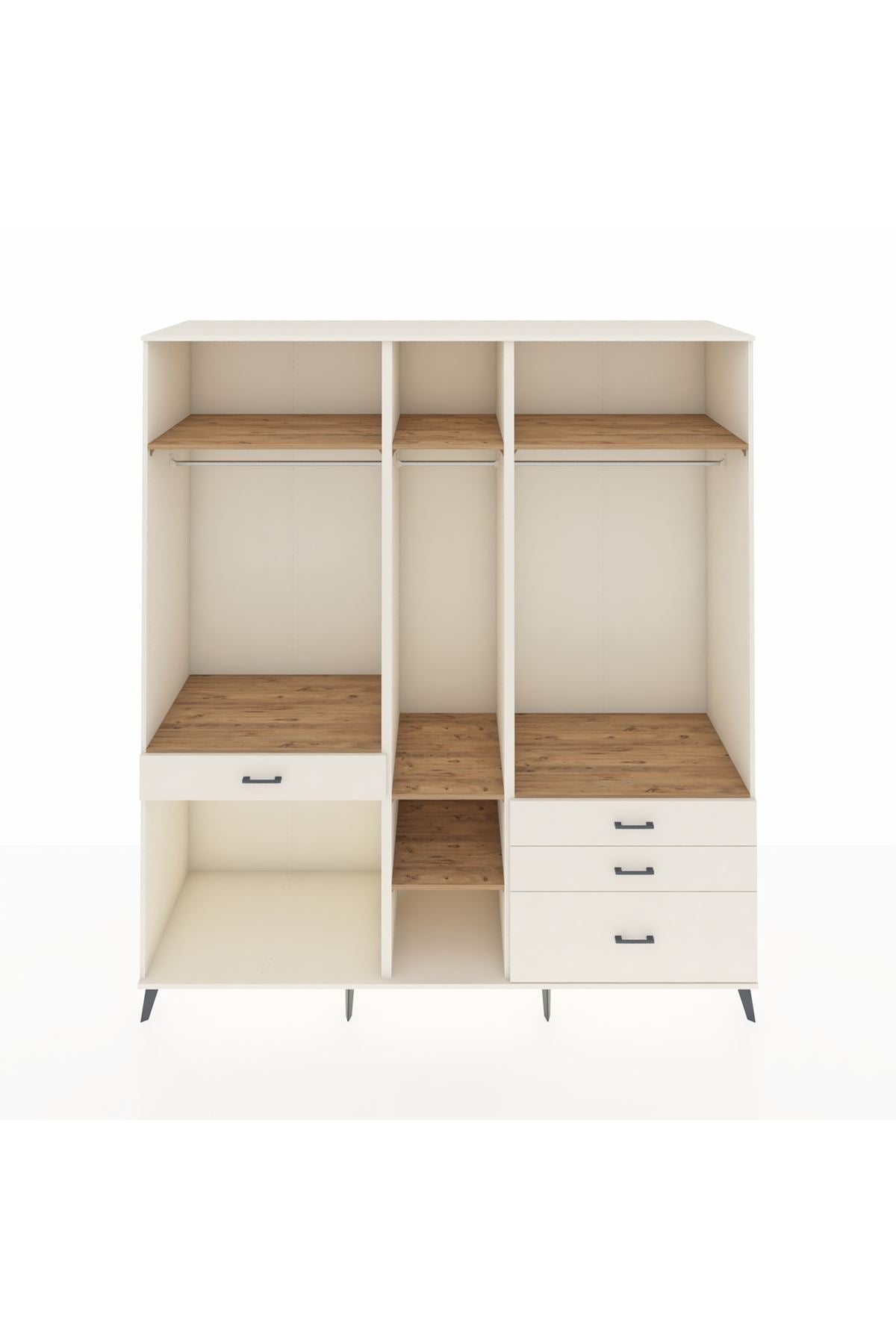 Kronos Dolap 7 Raflı 4 Çekmeceli 3 Askılı 220x59x243 Aytaşı-Çam/Aytaşı