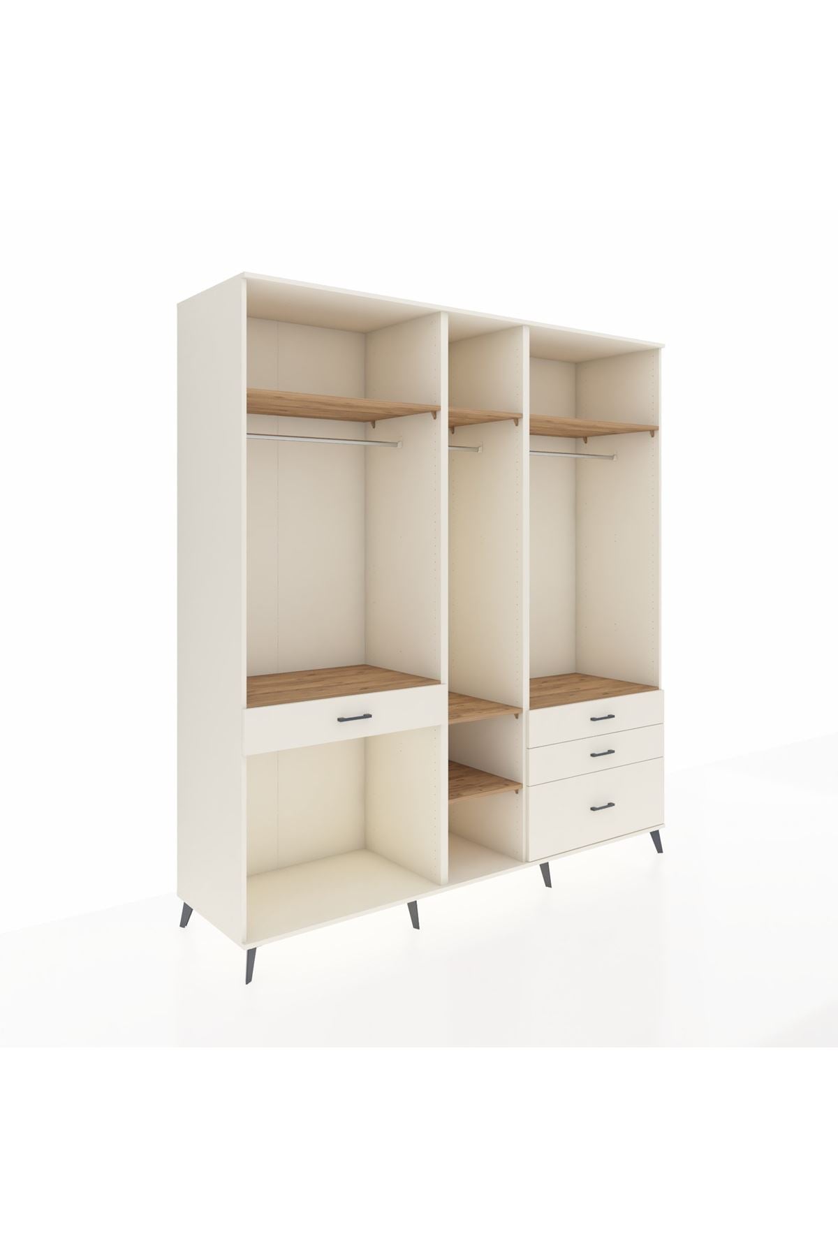 Kronos Dolap 7 Raflı 4 Çekmeceli 3 Askılı 220x59x243 Aytaşı-Çam/Aytaşı