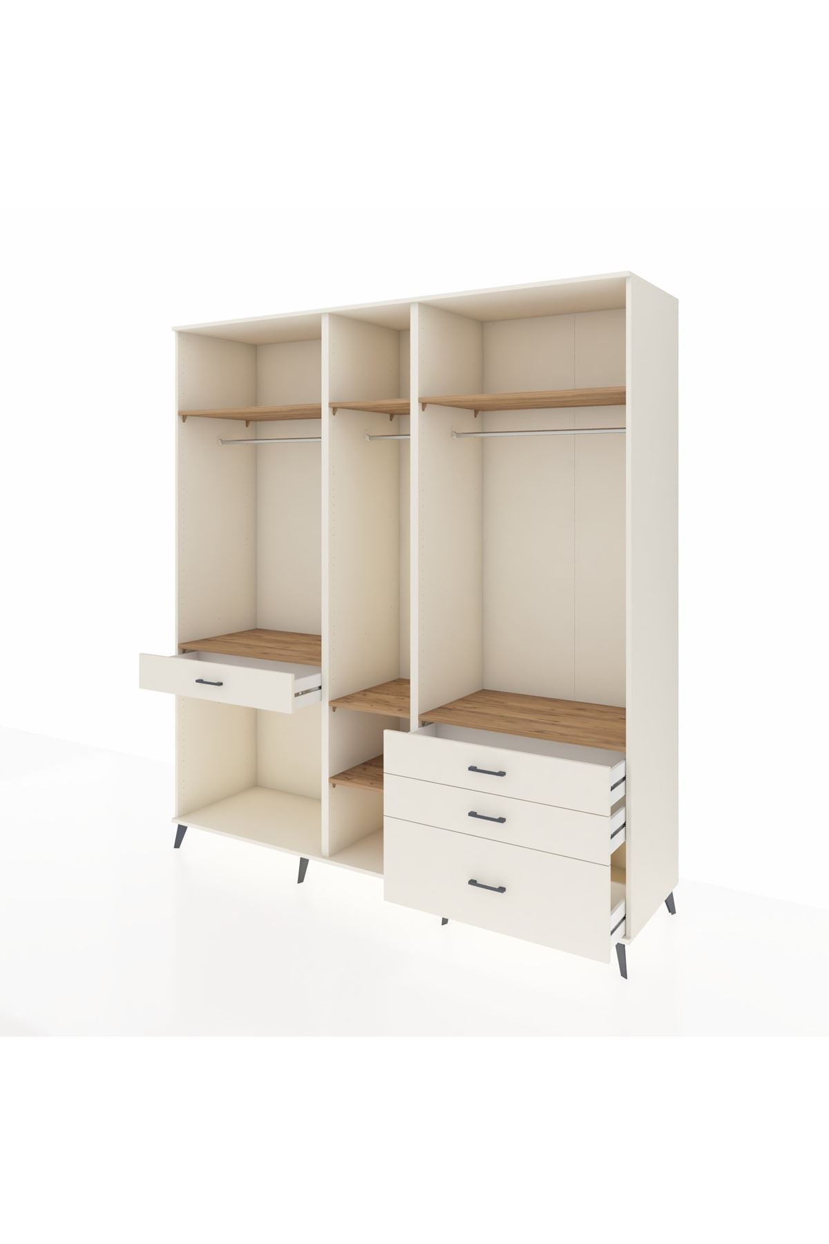 Kronos Dolap 7 Raflı 4 Çekmeceli 3 Askılı 220x59x243 Aytaşı-Çam/Aytaşı