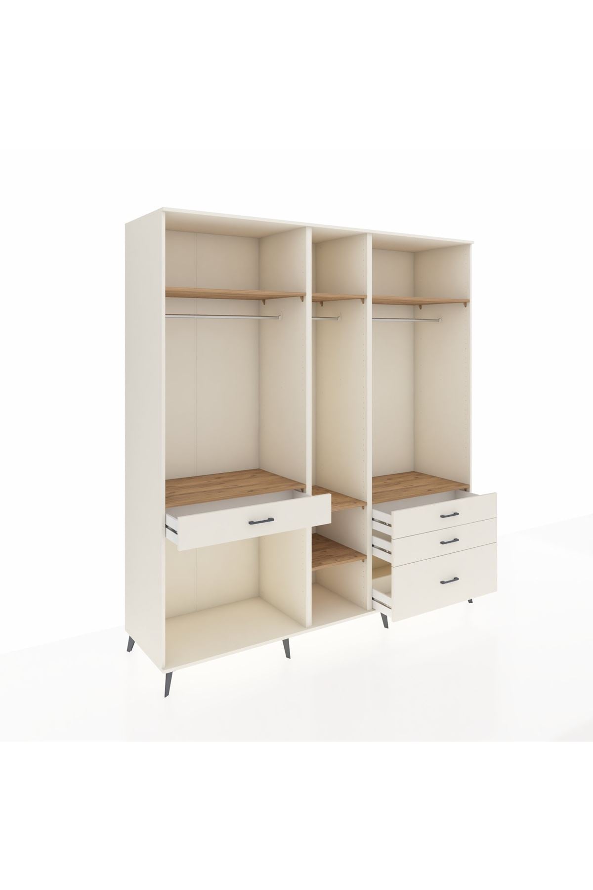 Kronos Dolap 7 Raflı 4 Çekmeceli 3 Askılı 220x59x243 Aytaşı-Çam/Aytaşı