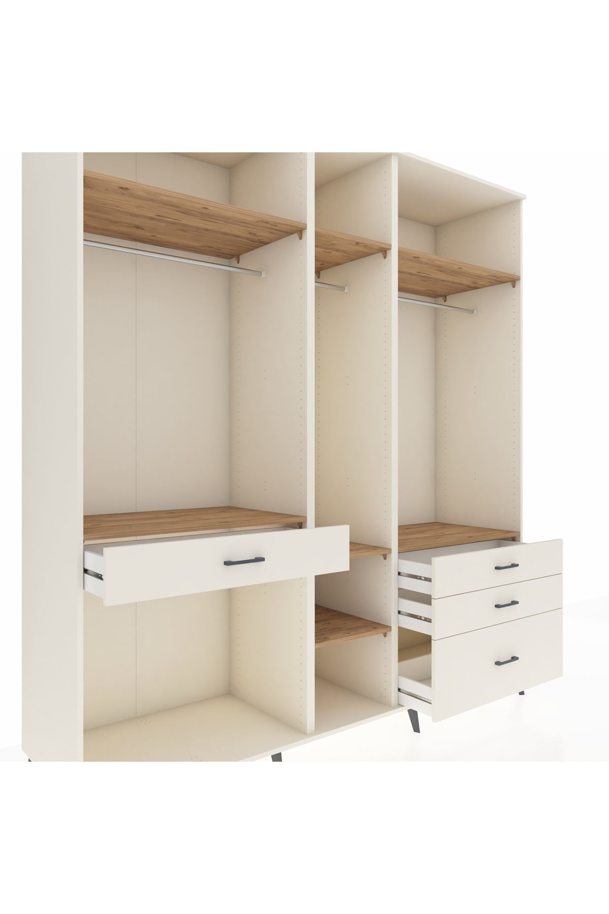 Kronos Dolap 7 Raflı 4 Çekmeceli 3 Askılı 220x59x243 Aytaşı-Çam/Aytaşı
