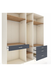 Kronos Dolap 7 Raflı 4 Çekmeceli 3 Askılı 220x59x243 Aytaşı-Çam/Antrasit