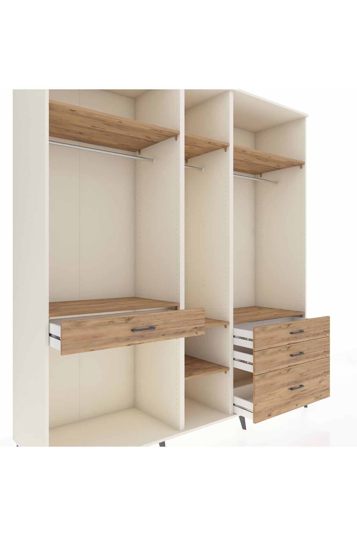 Kronos Dolap 7 Raflı 4 Çekmeceli 3 Askılı 220x59x243 Aytaşı-Çam/Çam