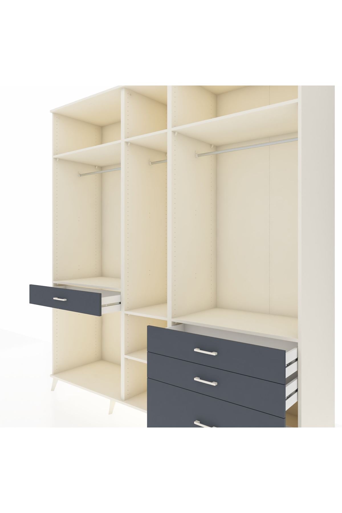 Kronos Dolap 7 Raflı 4 Çekmeceli 3 Askılı 220x59x243 Aytaşı-Aytaşı/Antrasit