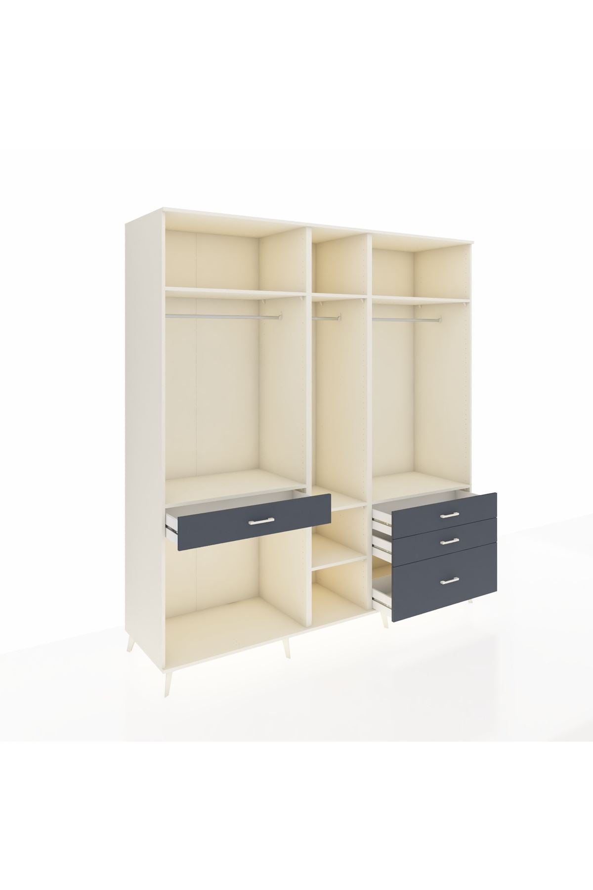 Kronos Dolap 7 Raflı 4 Çekmeceli 3 Askılı 220x59x243 Aytaşı-Aytaşı/Antrasit