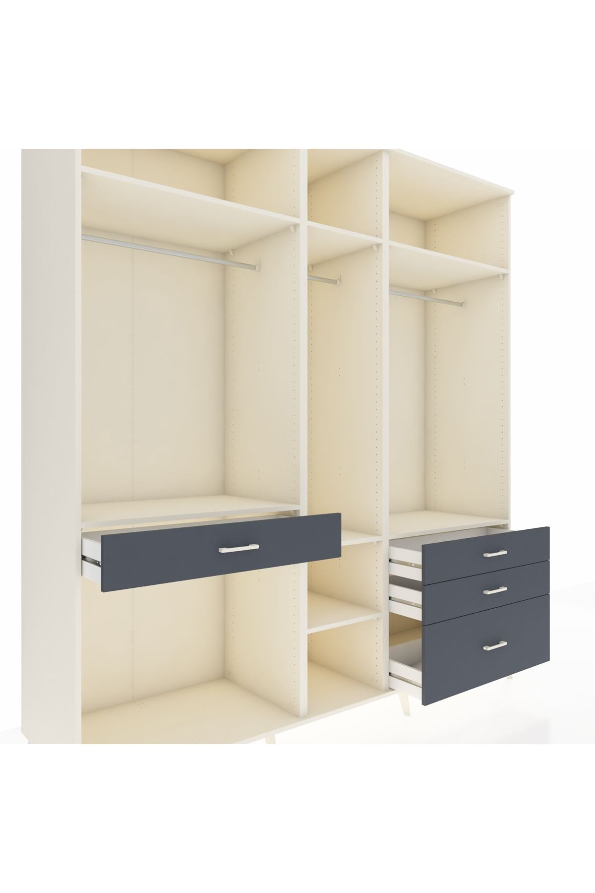 Kronos Dolap 7 Raflı 4 Çekmeceli 3 Askılı 220x59x243 Aytaşı-Aytaşı/Antrasit