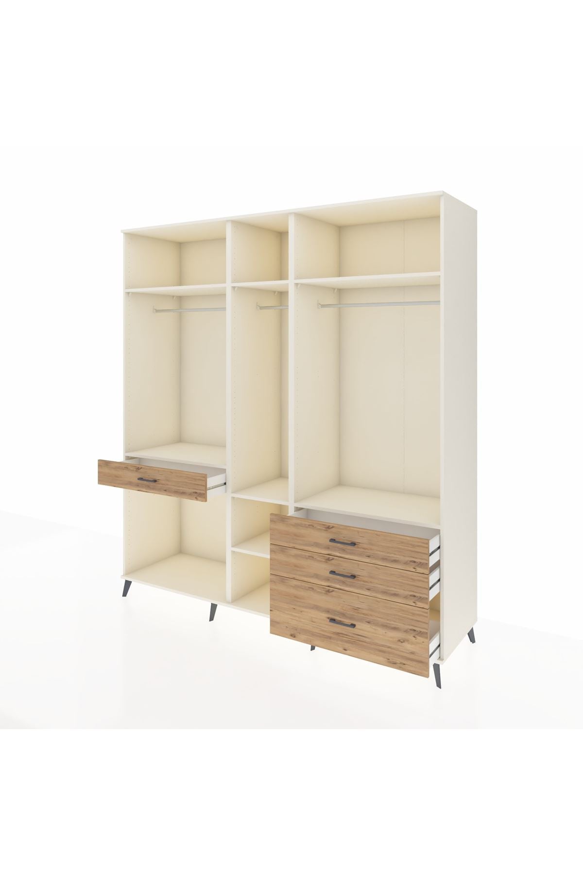 Kronos Dolap 7 Raflı 4 Çekmeceli 3 Askılı 220x59x243 Aytaşı-Aytaşı/Çam