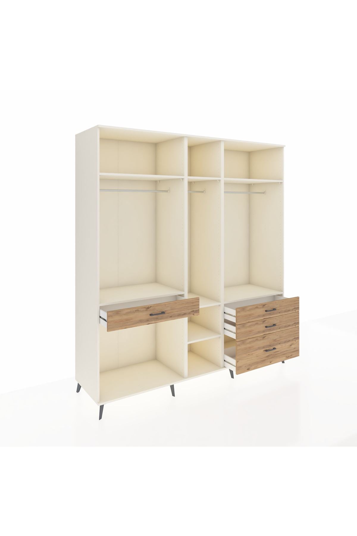 Kronos Dolap 7 Raflı 4 Çekmeceli 3 Askılı 220x59x243 Aytaşı-Aytaşı/Çam