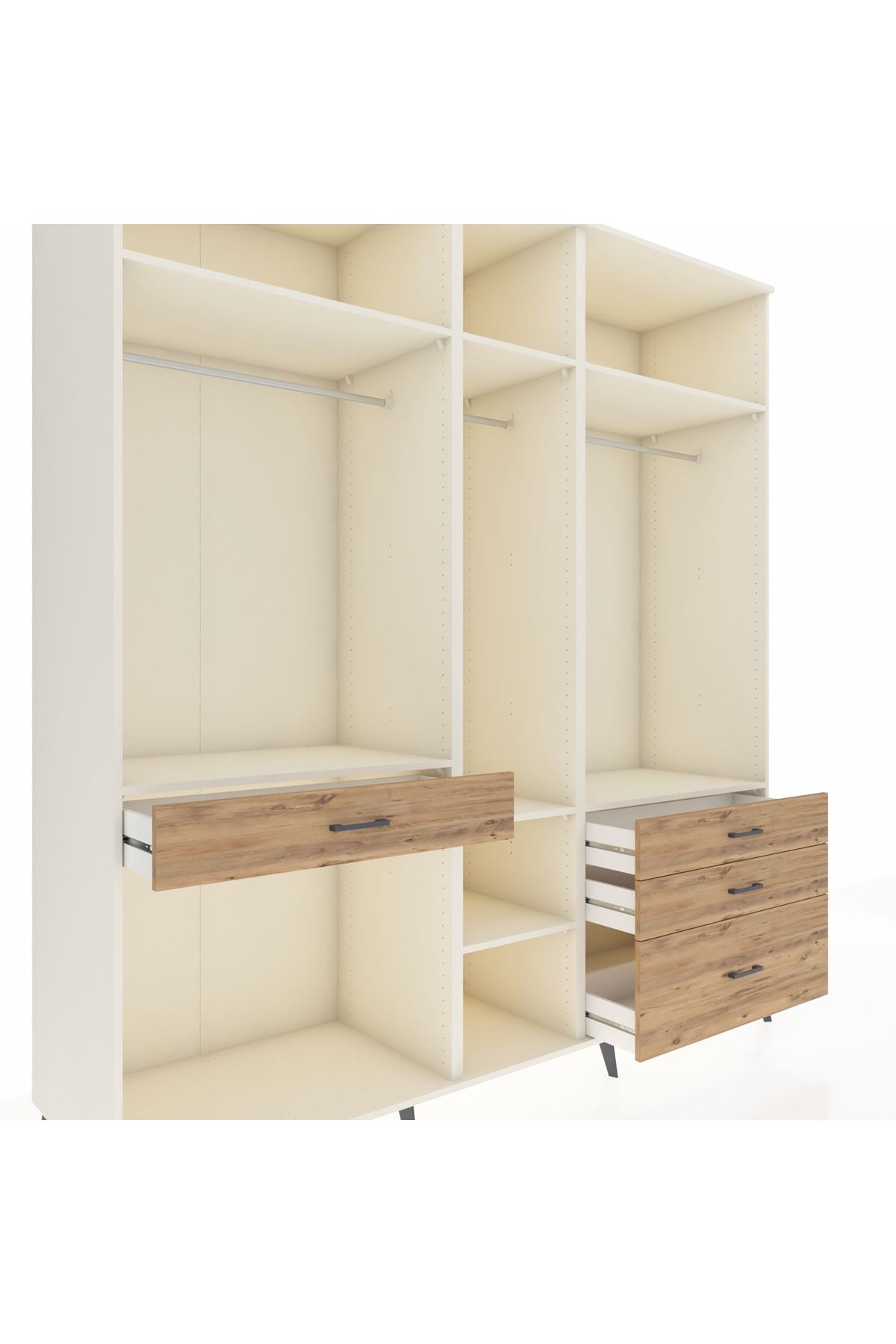 Kronos Dolap 7 Raflı 4 Çekmeceli 3 Askılı 220x59x243 Aytaşı-Aytaşı/Çam