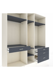 Kronos Dolap 7 Raflı 4 Çekmeceli 3 Askılı 220x59x243 Aytaşı-Antrasit/Antrasit