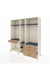 Kronos Dolap 7 Raflı 4 Çekmeceli 3 Askılı 220x59x243 Aytaşı-Antrasit/Çam