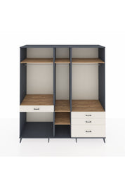 Kronos Dolap 7 Raflı 4 Çekmeceli 3 Askılı 220x59x243 Antrasit-Çam/Aytaşı