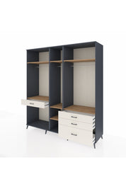 Kronos Dolap 7 Raflı 4 Çekmeceli 3 Askılı 220x59x243 Antrasit-Çam/Aytaşı