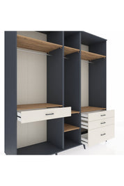 Kronos Dolap 7 Raflı 4 Çekmeceli 3 Askılı 220x59x243 Antrasit-Çam/Aytaşı