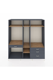 Kronos Dolap 7 Raflı 4 Çekmeceli 3 Askılı 220x59x243 Antrasit-Çam/Antrasit