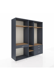 Kronos Dolap 7 Raflı 4 Çekmeceli 3 Askılı 220x59x243 Antrasit-Çam/Antrasit