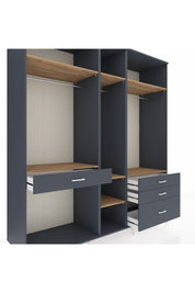 Kronos Dolap 7 Raflı 4 Çekmeceli 3 Askılı 220x59x243 Antrasit-Çam/Antrasit