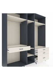 Kronos Dolap 7 Raflı 4 Çekmeceli 3 Askılı 220x59x243 Antrasit-Aytaşı/Aytaşı