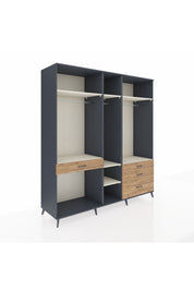 Kronos Dolap 7 Raflı 4 Çekmeceli 3 Askılı 220x59x243 Antrasit-Aytaşı/Çam