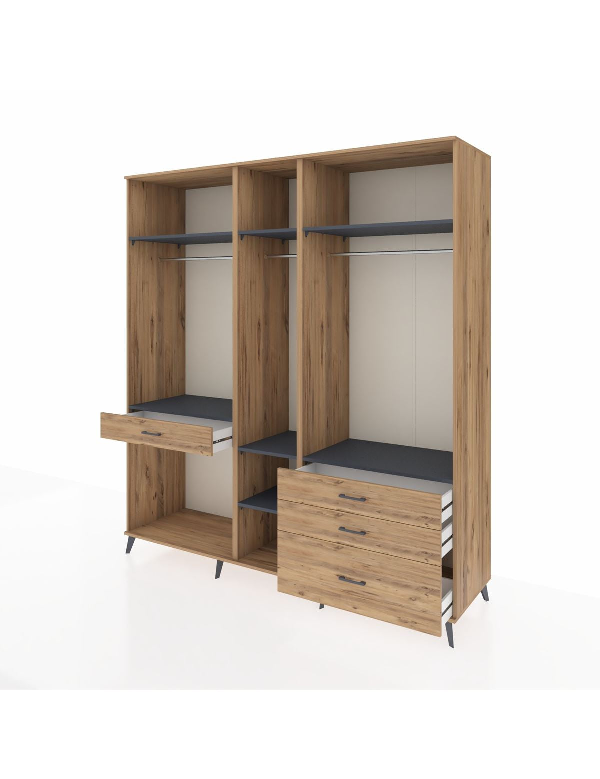 Kronos Dolap 7 Raflı 4 Çekmeceli 3 Askılı 220x59x243 - S784M031V27C