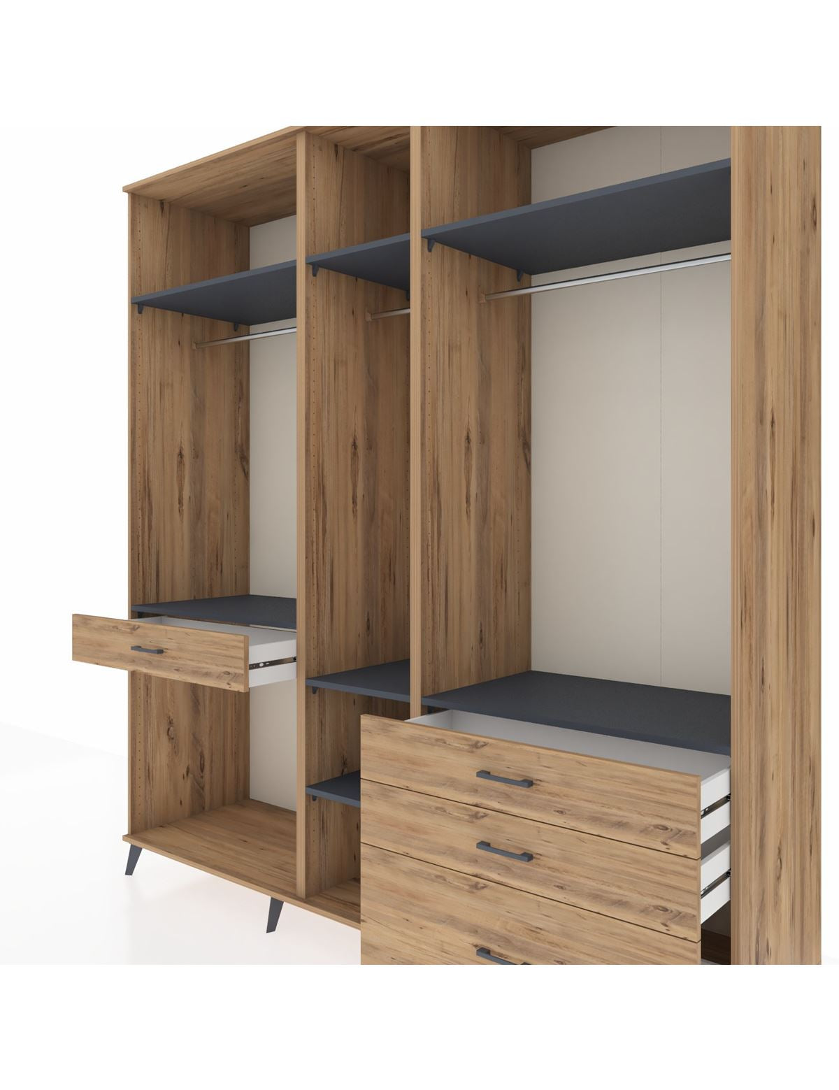 Kronos Dolap 7 Raflı 4 Çekmeceli 3 Askılı 220x59x243 - S784M031V27C