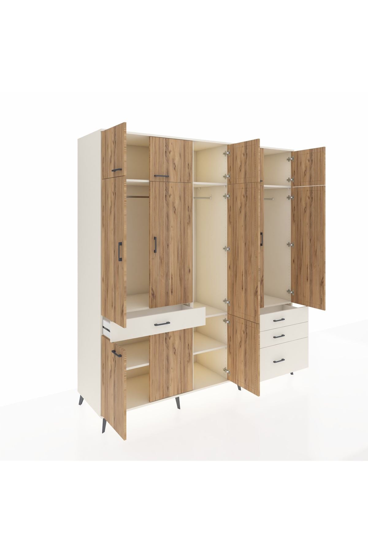 Kronos Dolap 8 Raflı 4 Çekmeceli 3 Askılı 220x59x243 Aytaşı-Çam/Aytaşı