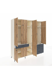 Kronos Dolap 8 Raflı 4 Çekmeceli 3 Askılı 220x59x243 Aytaşı-Çam/Antrasit