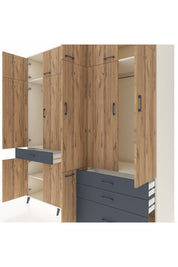 Kronos Dolap 8 Raflı 4 Çekmeceli 3 Askılı 220x59x243 Aytaşı-Çam/Antrasit