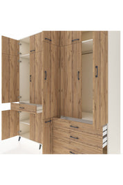 Kronos Dolap 8 Raflı 4 Çekmeceli 3 Askılı 220x59x243 Aytaşı-Çam/Çam