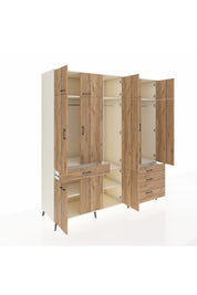 Kronos Dolap 8 Raflı 4 Çekmeceli 3 Askılı 220x59x243 Aytaşı-Çam/Çam