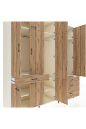 Kronos Dolap 8 Raflı 4 Çekmeceli 3 Askılı 220x59x243 Aytaşı-Çam/Çam