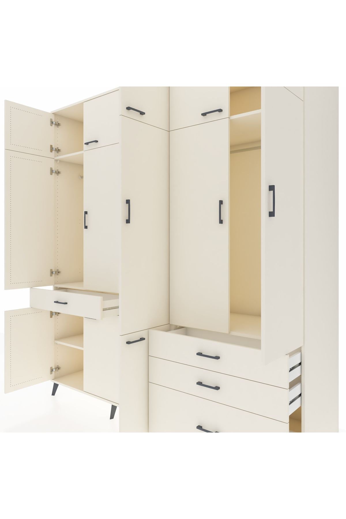 Kronos Dolap 8 Raflı 4 Çekmeceli 3 Askılı 220x59x243 Aytaşı-Aytaşı/Aytaşı