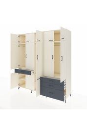 Kronos Dolap 8 Raflı 4 Çekmeceli 3 Askılı 220x59x243 Aytaşı-Aytaşı/Antrasit