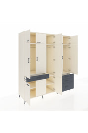 Kronos Dolap 8 Raflı 4 Çekmeceli 3 Askılı 220x59x243 Aytaşı-Aytaşı/Antrasit