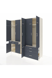 Kronos Dolap 8 Raflı 4 Çekmeceli 3 Askılı 220x59x243 Aytaşı-Antrasit/Antrasit