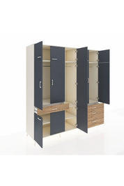 Kronos Dolap 8 Raflı 4 Çekmeceli 3 Askılı 220x59x243 Aytaşı-Antrasit/Çam