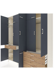 Kronos Dolap 8 Raflı 4 Çekmeceli 3 Askılı 220x59x243 Aytaşı-Antrasit/Çam