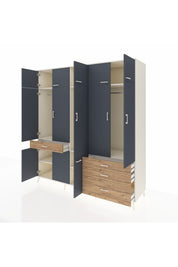 Kronos Dolap 8 Raflı 4 Çekmeceli 3 Askılı 220x59x243 Aytaşı-Antrasit/Çam